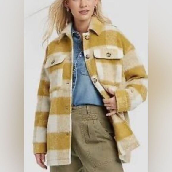 Universal Thread Women’s Plaid Shacket Jacket Size Large Wool Polyester NWT - Picture 1 of 6